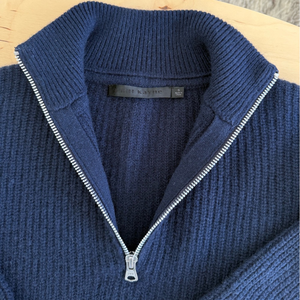 Jenni Kayne Navy Half-Zip Cashmere sweater in small